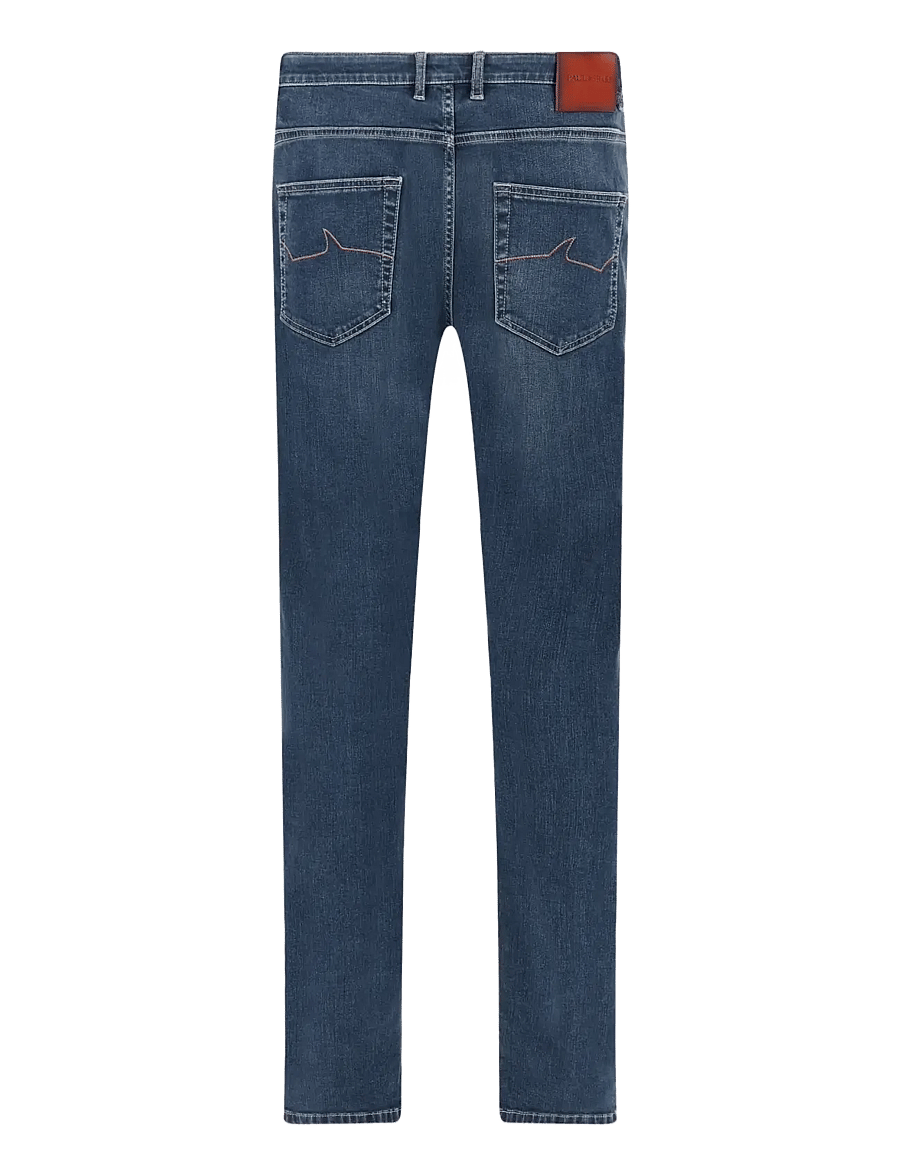 Paul & Shark - MEN'S RED RIVET 5 POCKETS JEANS - regular jeans - mid blue denim - 2