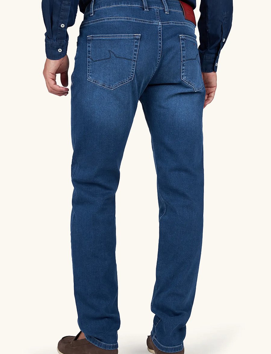 Paul & Shark - MEN'S RED RIVET 5 POCKETS JEANS - regular jeans - mid blue denim - 4