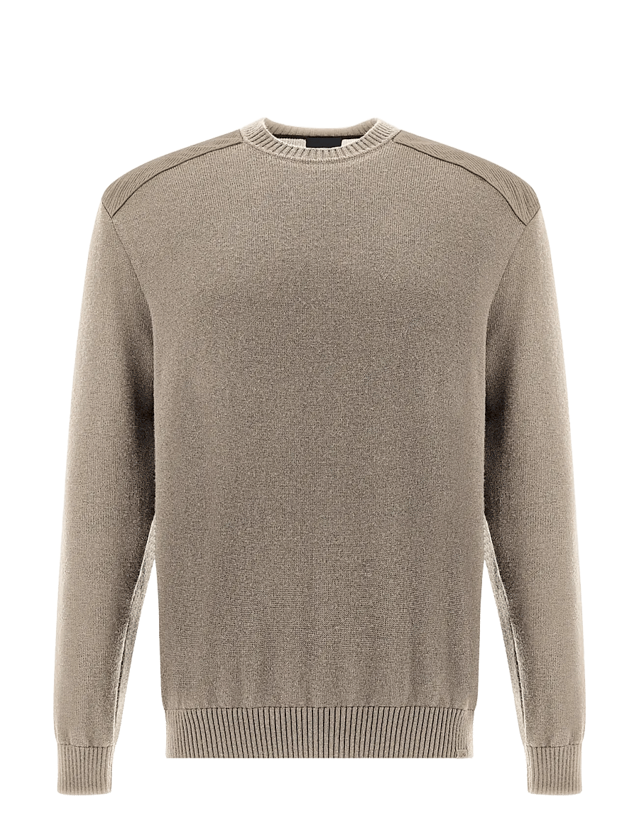 Paul & Shark - MEN'S KNITTED WOOL ROUNDNECK SWEATER - round necks - beige-beige - 0