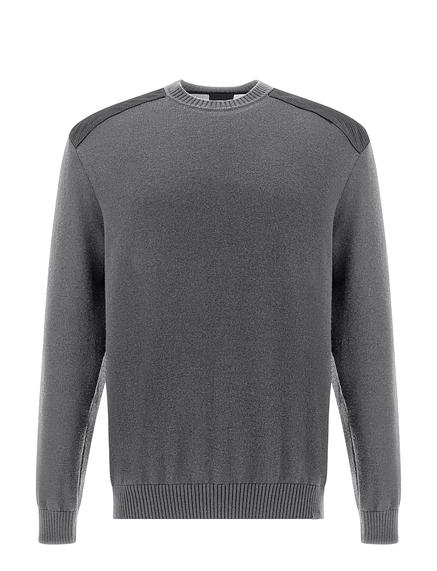 Paul & Shark - MEN'S KNITTED WOOL ROUNDNECK SWEATER - round necks - dark grey - 0