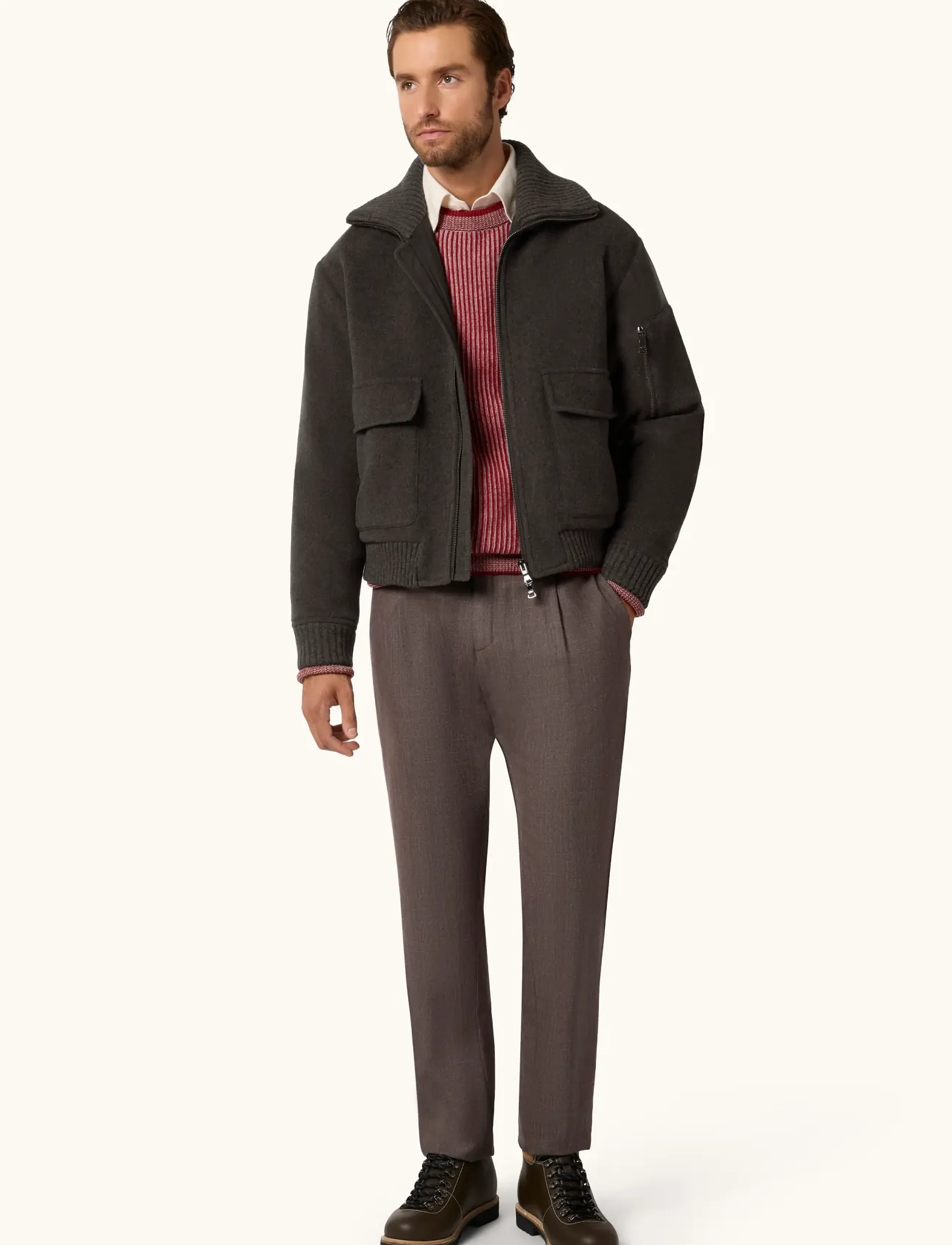 Paul & Shark - MEN'S BOMBER C.W. WOOL - brown - 4