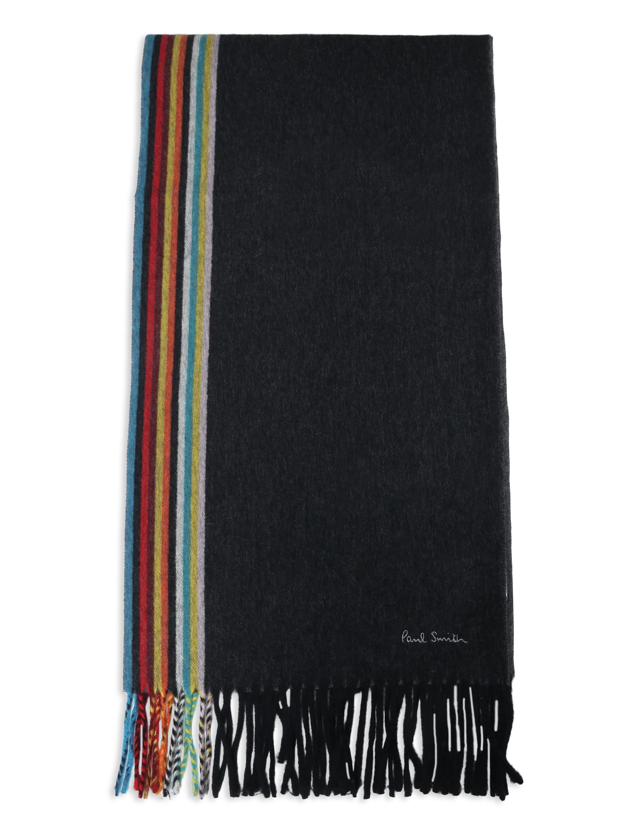 PS Paul Smith Men Scarf Sig Woven Edge, Mænd, Stribet Tørklæde, Sort, Str: ONE SIZE