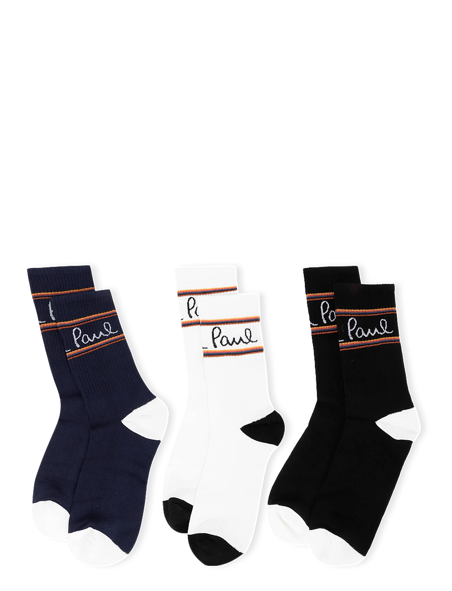 PS Paul Smith - MEN SOCK 3 PK MNLN SPORT - tennissocken - 1a_mixed plate 1 - 1