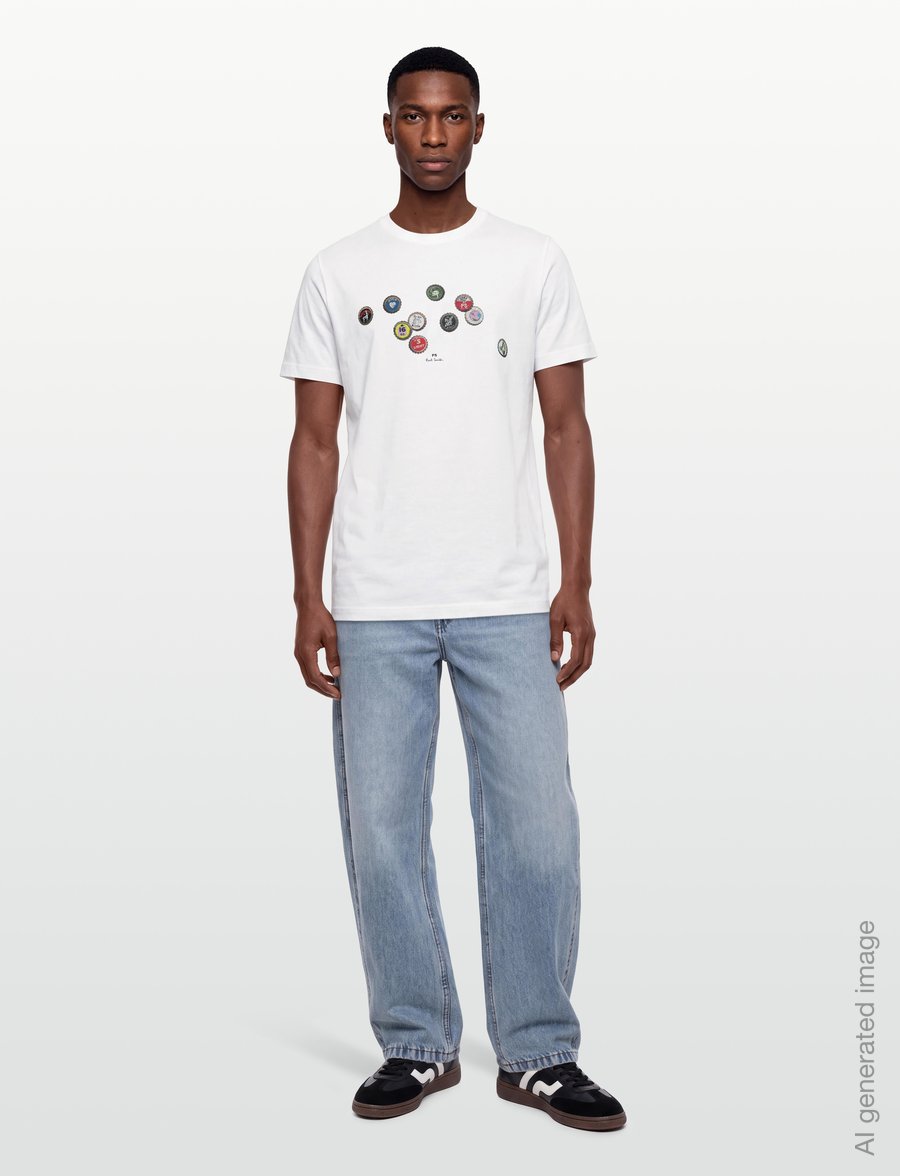 PS Paul Smith - MENS REG FIT T-SHIRT BOTTLE TOPS - kurzärmelige t-shirts - 01_white - 0