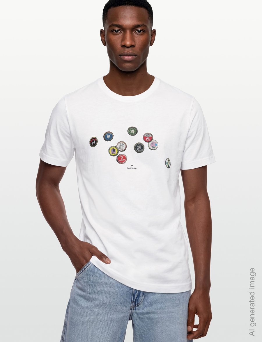 PS Paul Smith - MENS REG FIT T-SHIRT BOTTLE TOPS - kurzärmelige t-shirts - 01_white - 3