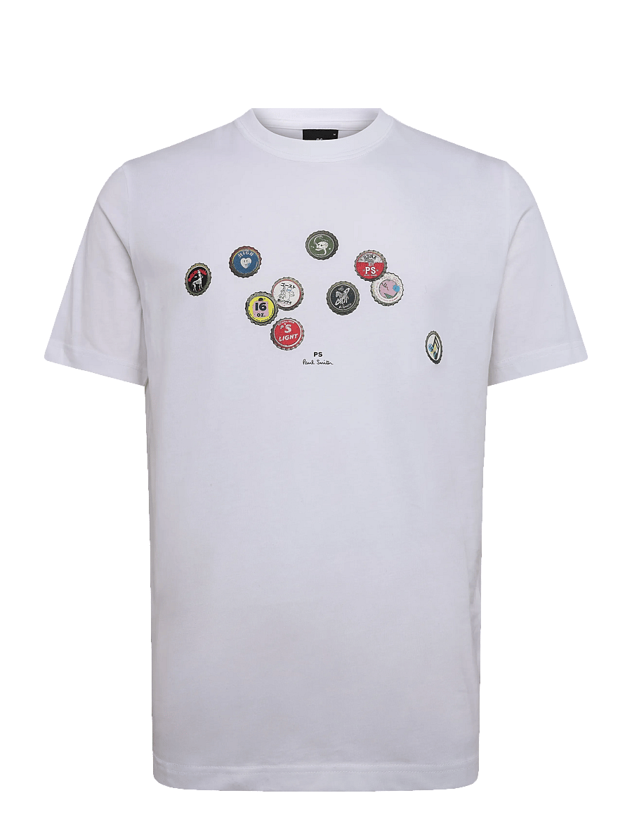 PS Paul Smith - MENS REG FIT T-SHIRT BOTTLE TOPS - kurzärmelige t-shirts - white - 1