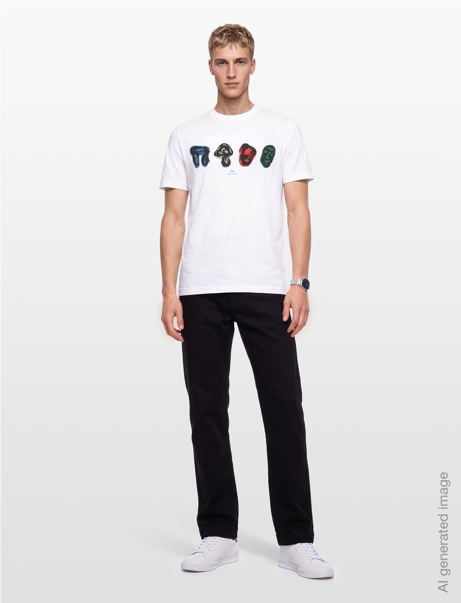 PS Paul Smith - MENS REG FIT T SHIRT IN A ROW - kurzärmelige t-shirts - 01_white - 0