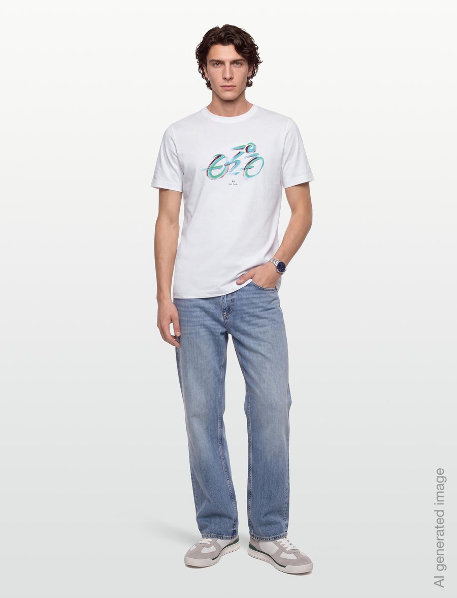 PS Paul Smith - MENS REG FIT T SHIRT CYCLIST - kortærmede t-shirts - 01_white - 0