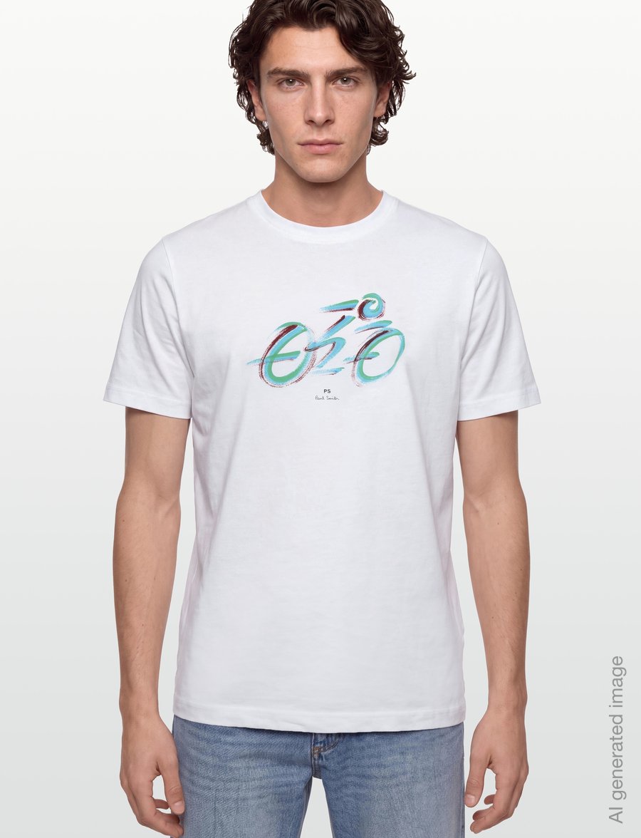 PS Paul Smith - MENS REG FIT T SHIRT CYCLIST - kortærmede t-shirts - 01_white - 3