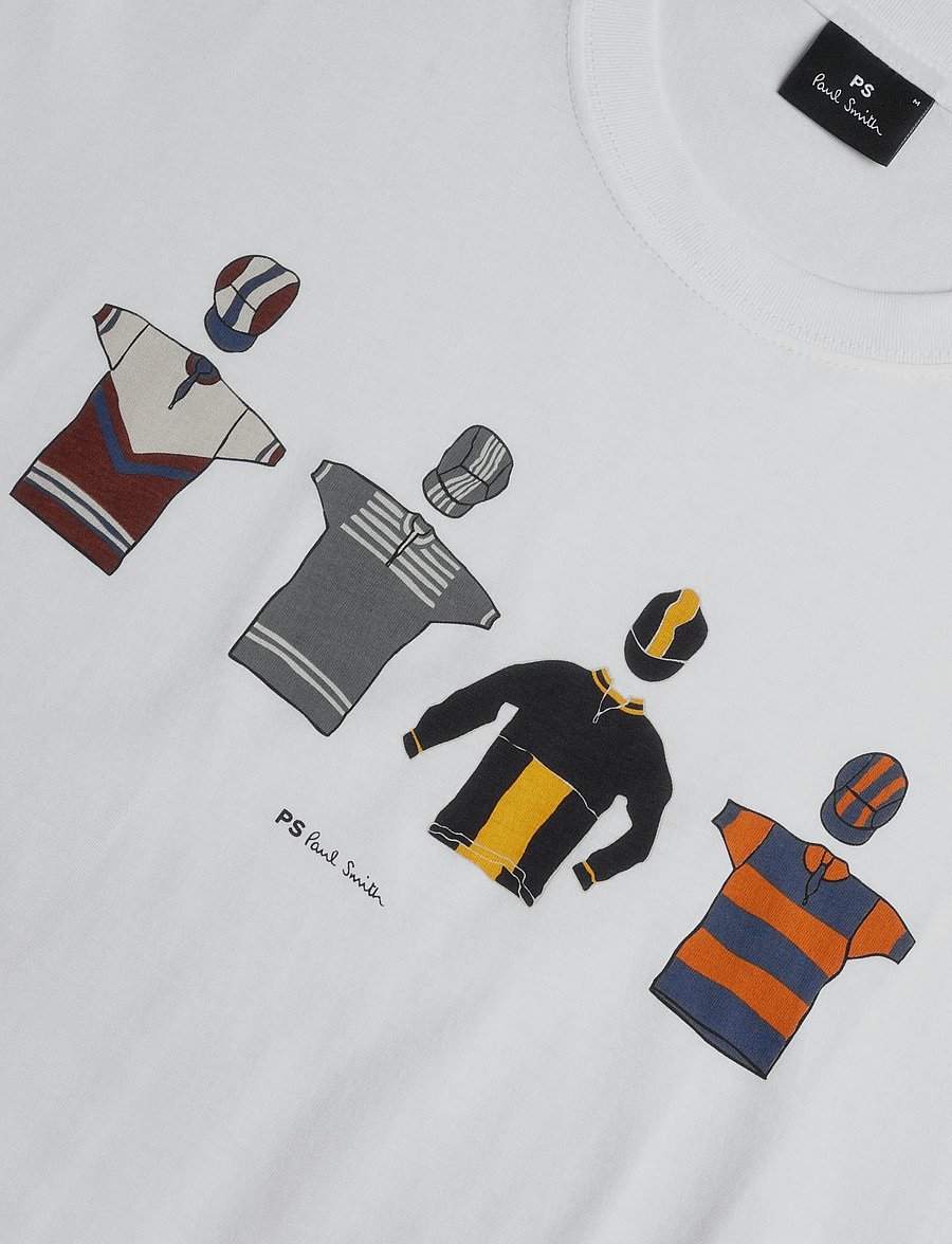 Paul Smith - MENS REG FIT T SHIRT CYCLE JERSEY'S - lühikeste varrukatega t-särgid - 01_white - 2