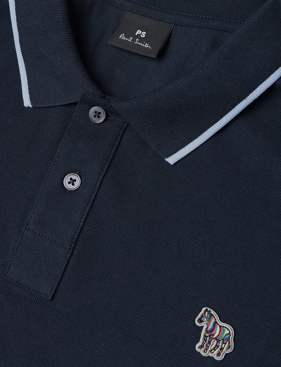 PS Paul Smith - MENS REG FIT SS POLO SHIRT ZEBRA - short-sleeved polos - 49_very dark navy - 2