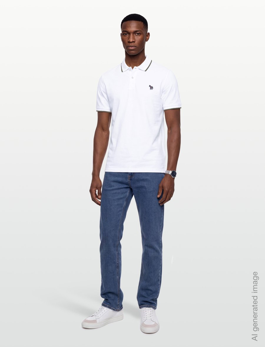 PS Paul Smith - MENS REG FIT SS POLO SHIRT ZEBRA - kurzärmelig - white - 0