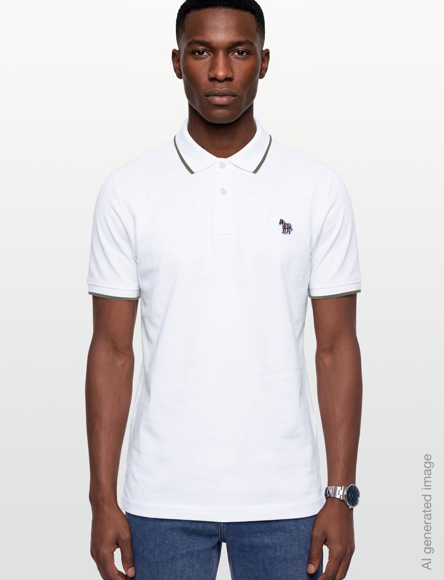 PS Paul Smith - MENS REG FIT SS POLO SHIRT ZEBRA - kurzärmelig - white - 3