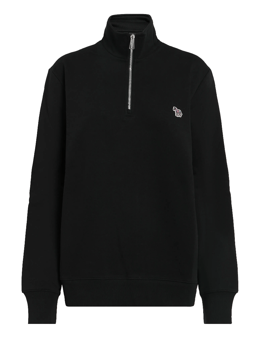 PS Paul Smith - MENS LS REG FIT HALF ZIP TOP ZEBRA - halfzip strik - 79_black - 0