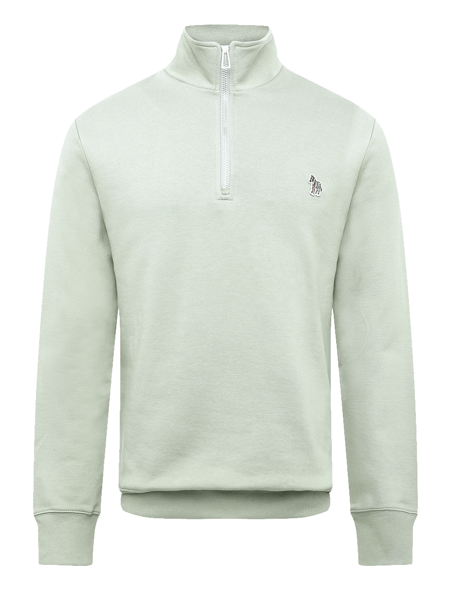 PS Paul Smith - MENS REG FIT HALF ZIP TOP ZEBRA - half zip-tröjor - 34c_lt greyish green - 0
