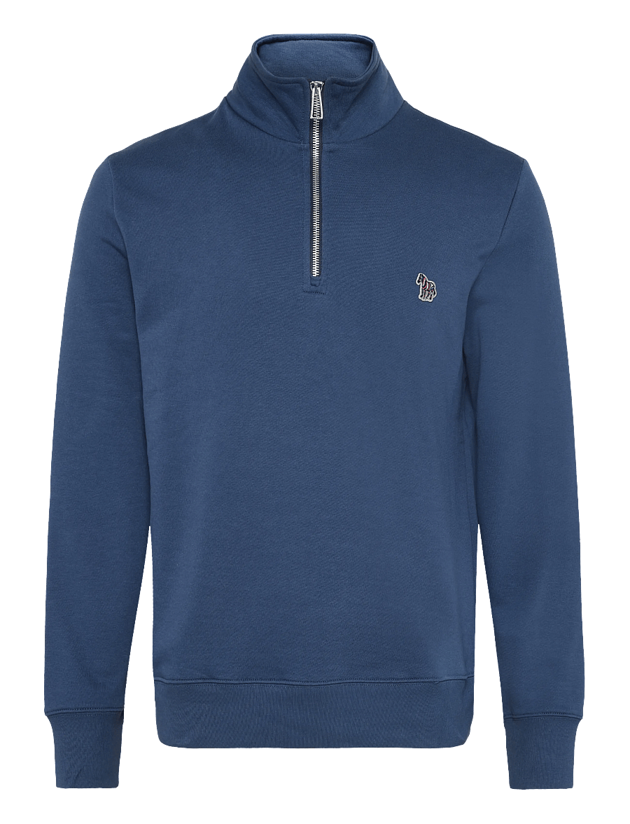 PS Paul Smith - MENS REG FIT HALF ZIP TOP ZEBRA - poolpika lukuga džemprid - 46d_indigo - 0