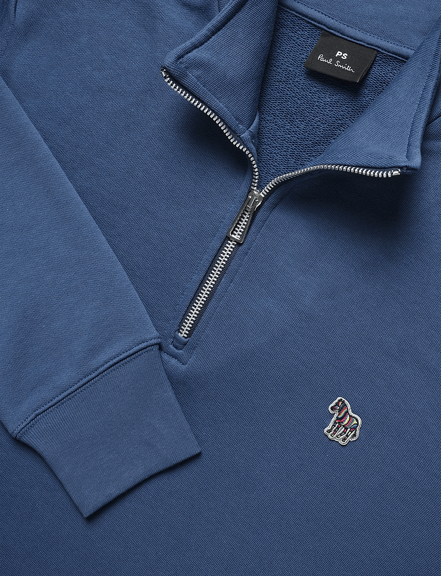PS Paul Smith - MENS REG FIT HALF ZIP TOP ZEBRA - poolpika lukuga džemprid - 46d_indigo - 2