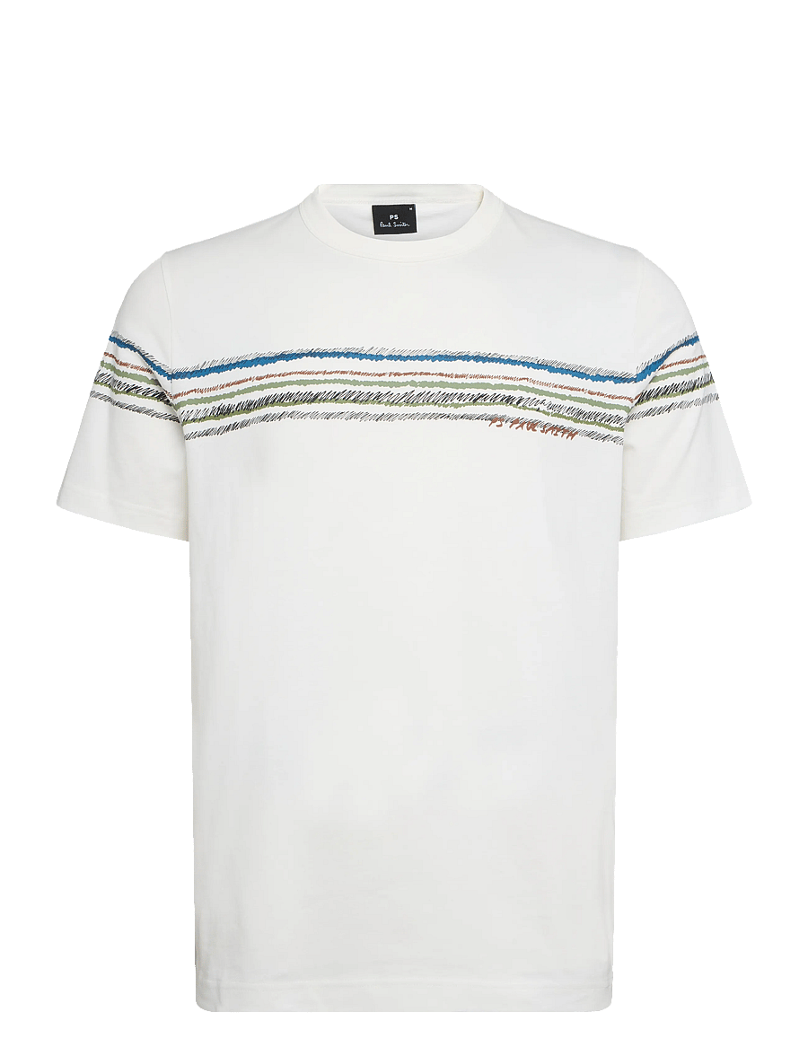 PS Paul Smith - MENS REG FIT T SHIRT STRIPE - kurzärmelige t-shirts - 02_off white - 0