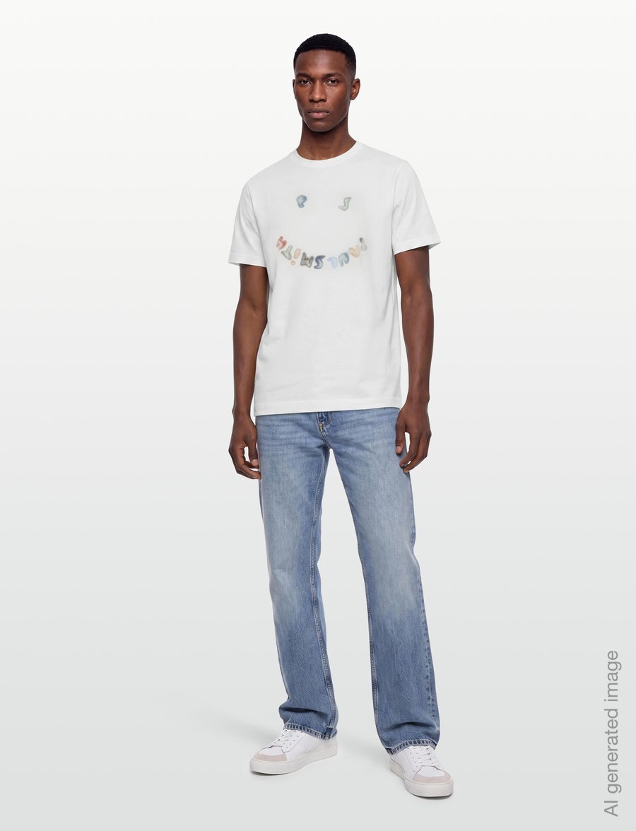 PS Paul Smith - MENS REG FIT T SHIRT HAPPY - lühikeste varrukatega t-särgid - off white - 0