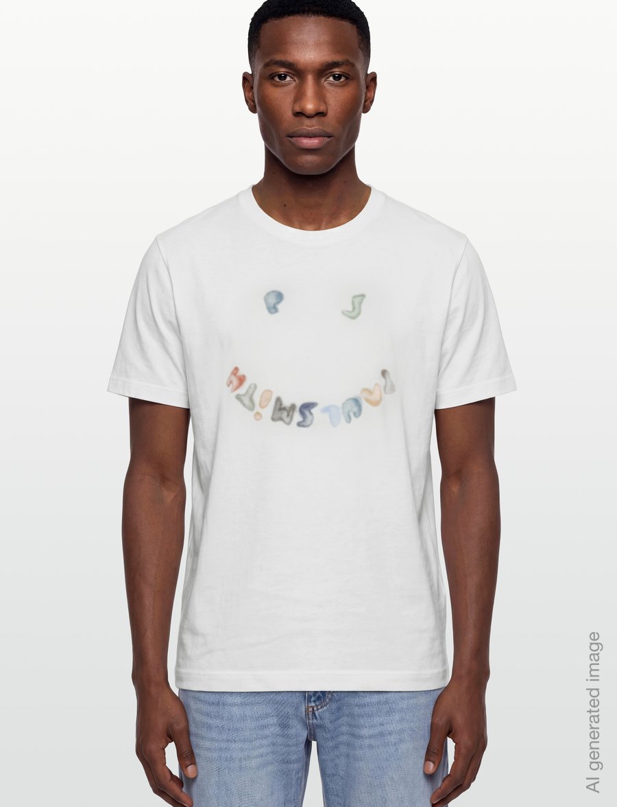 PS Paul Smith - MENS REG FIT T SHIRT HAPPY - lühikeste varrukatega t-särgid - off white - 3
