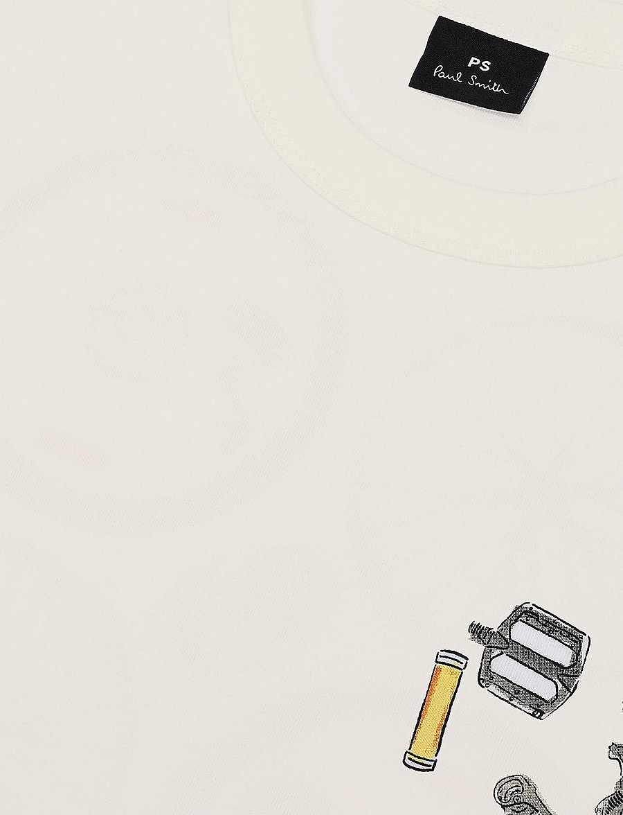 PS Paul Smith - MENS REG FIT T SHIRT BIKE PARTS - lühikeste varrukatega t-särgid - 02_off white - 2