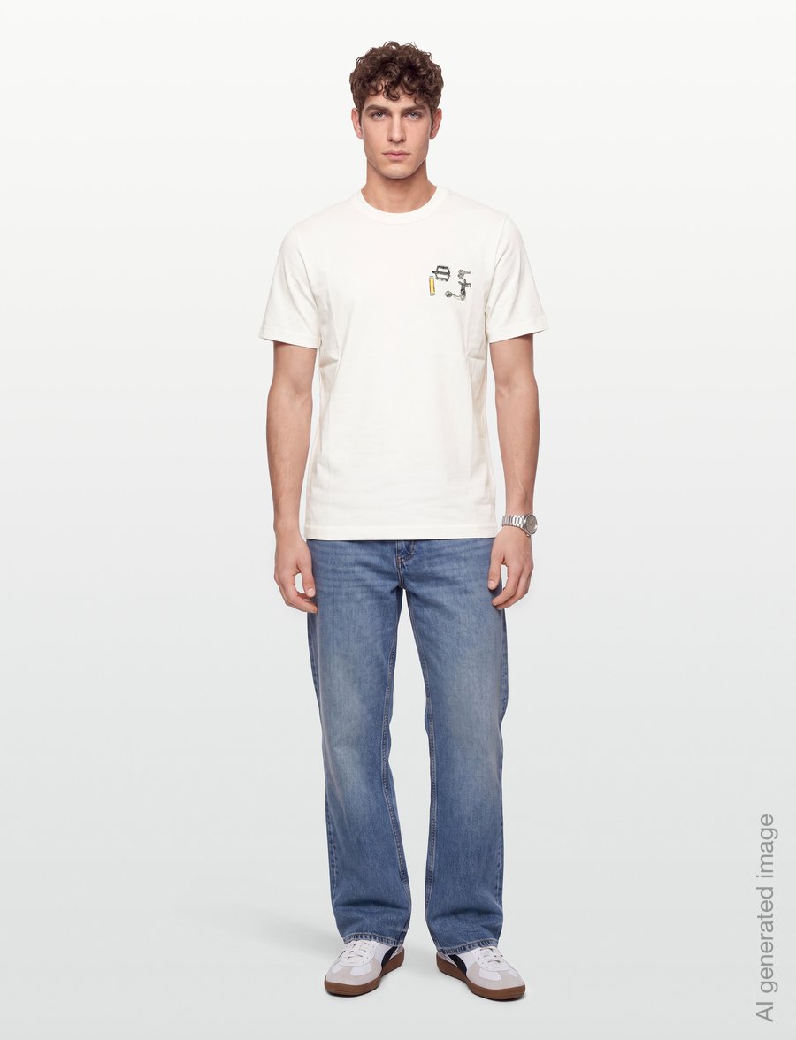 PS Paul Smith - MENS REG FIT T SHIRT BIKE PARTS - kortärmade t-shirts - off white - 0