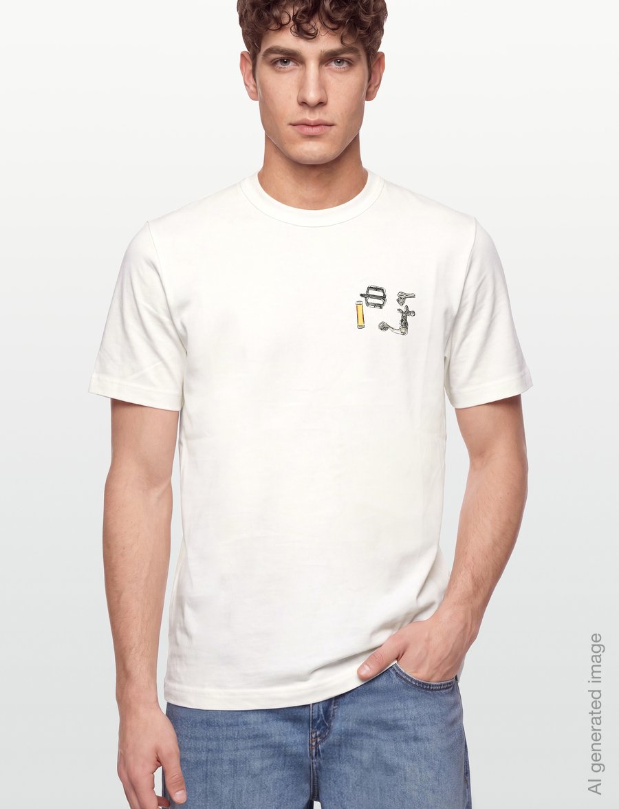 PS Paul Smith - MENS REG FIT T SHIRT BIKE PARTS - kortärmade t-shirts - off white - 3