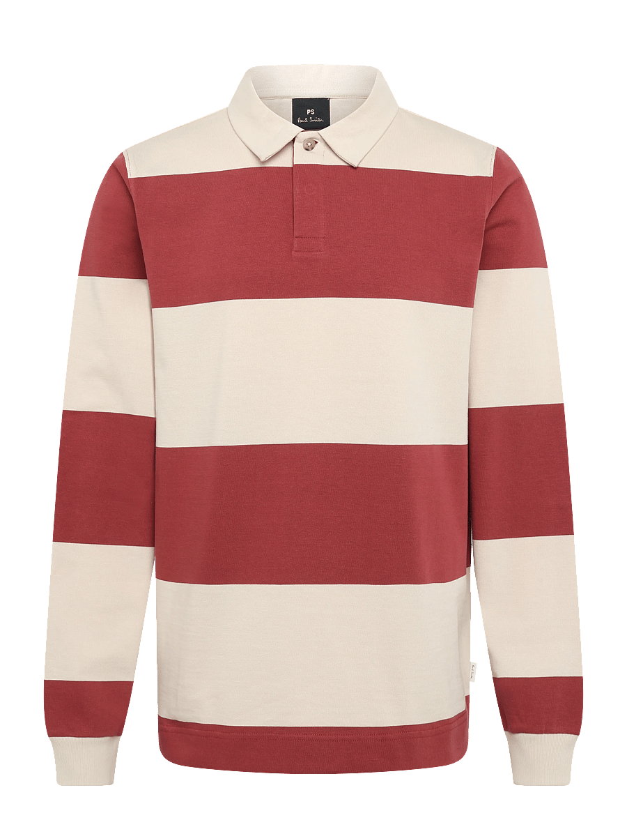 PS Paul Smith - MENS LS POPOVER - langärmelige strick-polohemden - brick red - 0