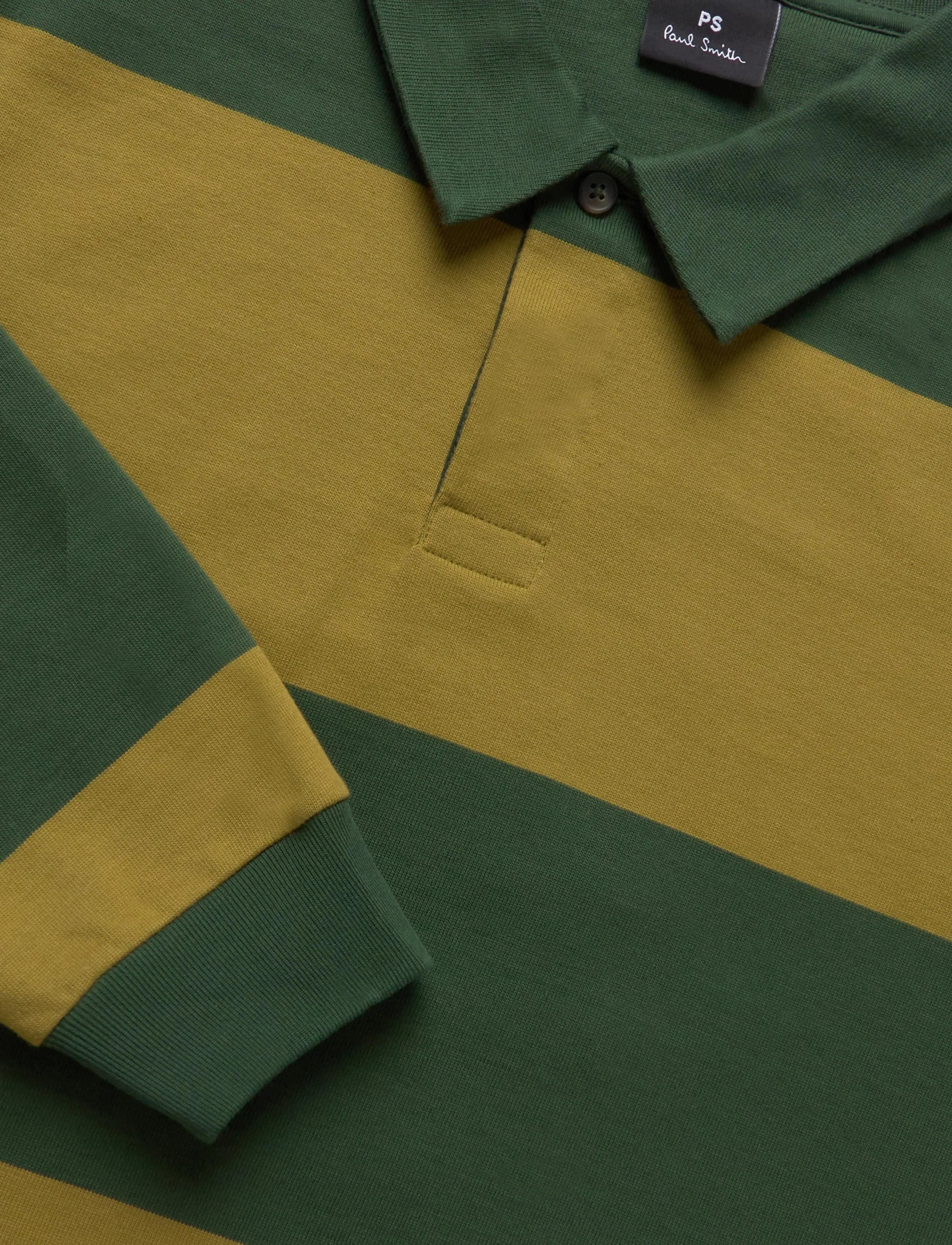 PS Paul Smith - MENS LS POPOVER - långärmade stickade pikétröjor - olive green - 2