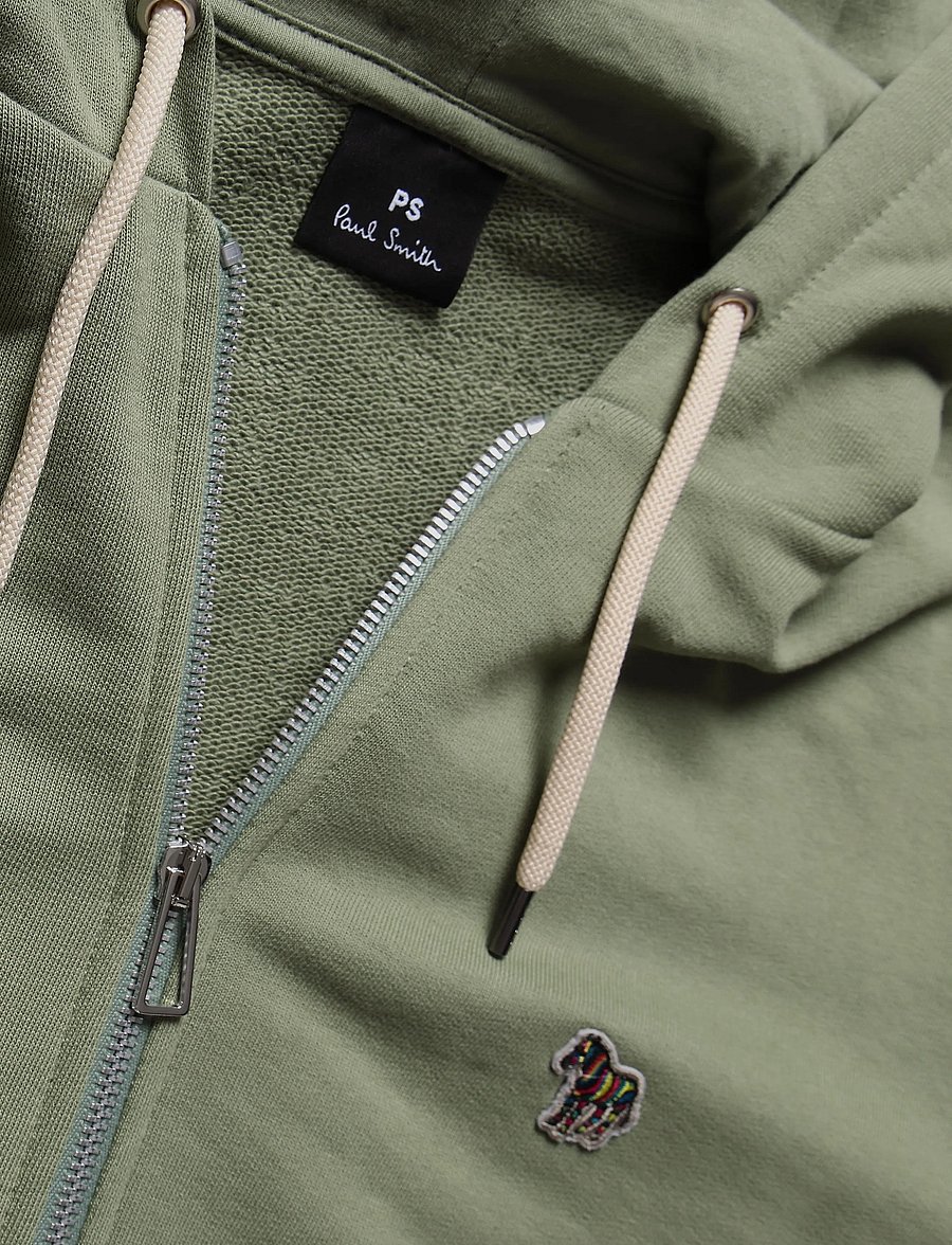 PS Paul Smith - MENS REG FIT ZIP HOODY ZEBRA - hoodies - lt greyish green - 2