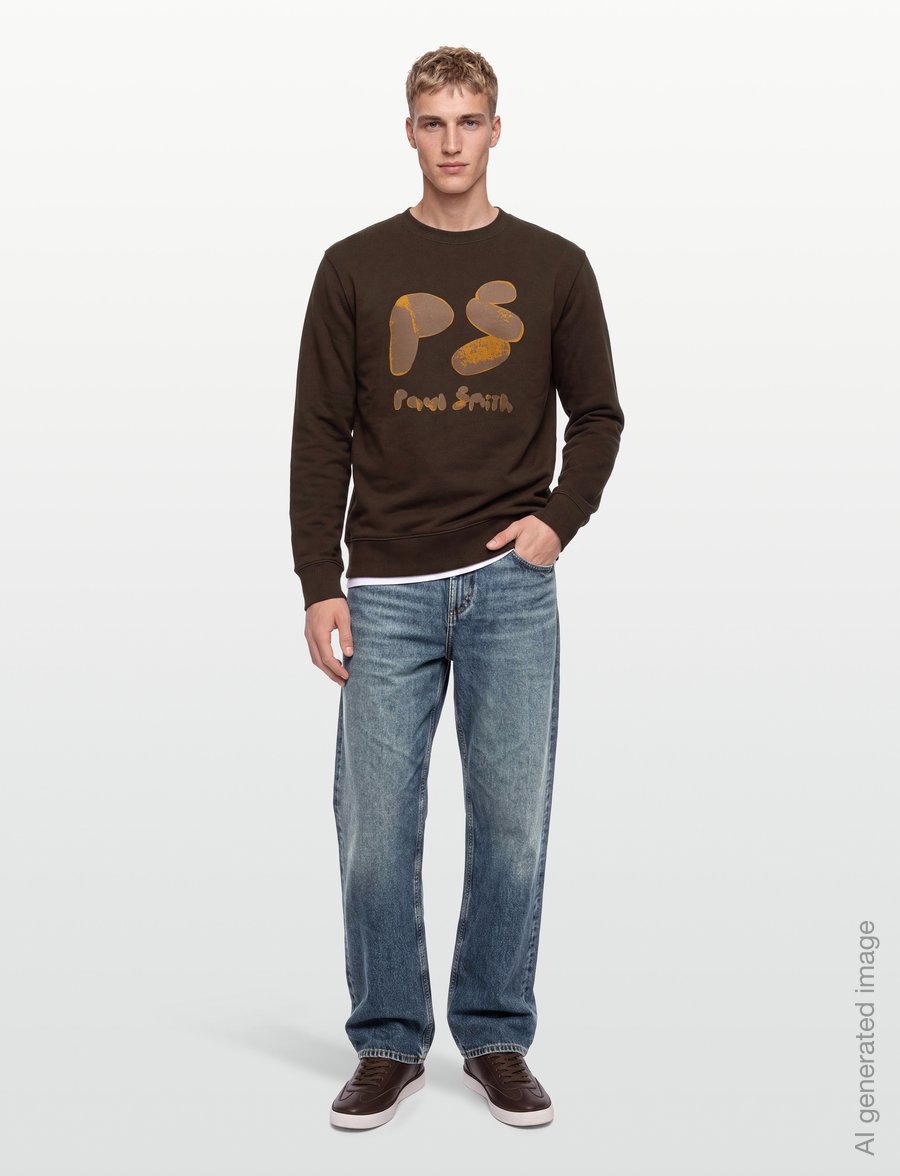 PS Paul Smith - MENS REG FIT SWEATSHIRT PS - dressipluusid - dark brown - 0