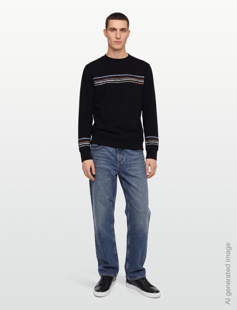 PS Paul Smith - MENS REG FIT SWEATSHIRT STRIPES - kläder - 79_black - 0
