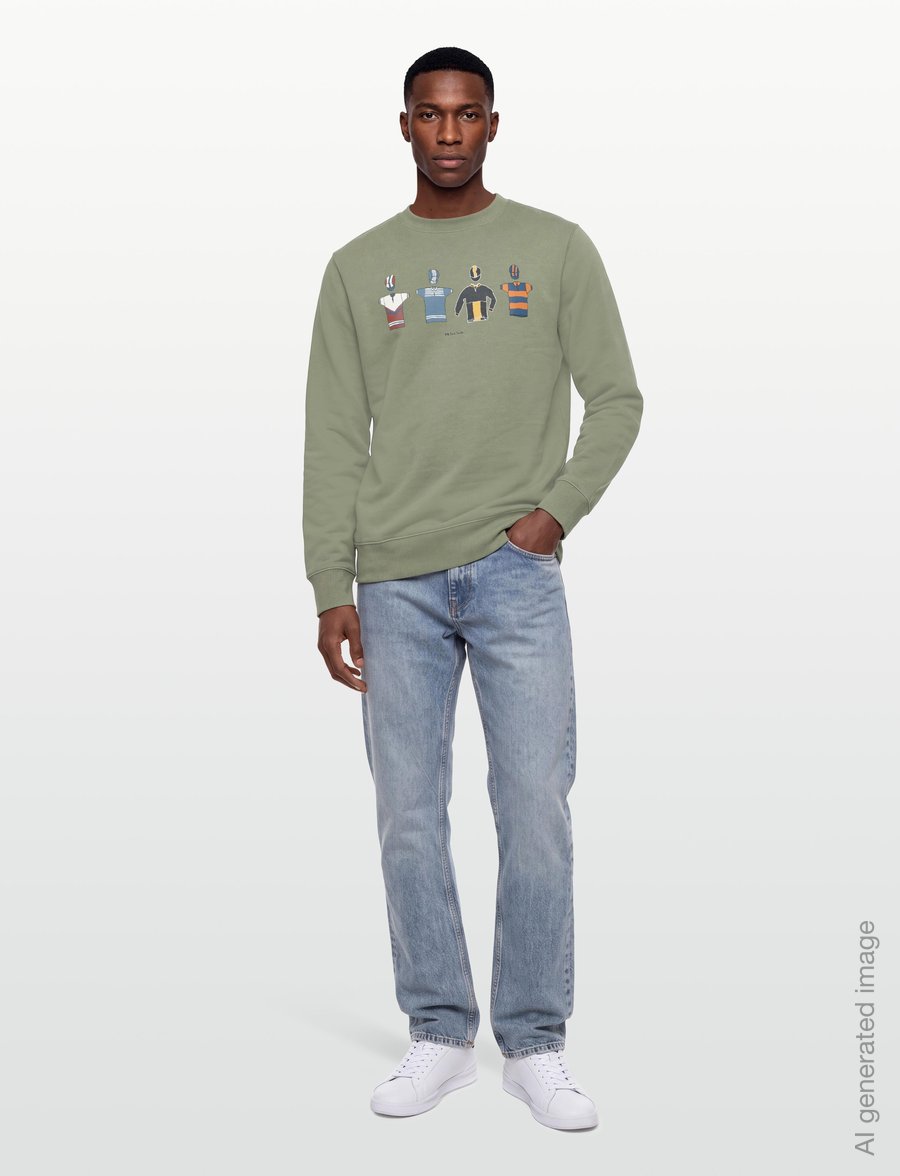 PS Paul Smith - MENS REG FIT SWEATSHIRT CYCLE JERSEYS - tøj - 34_lt greyish green - 0