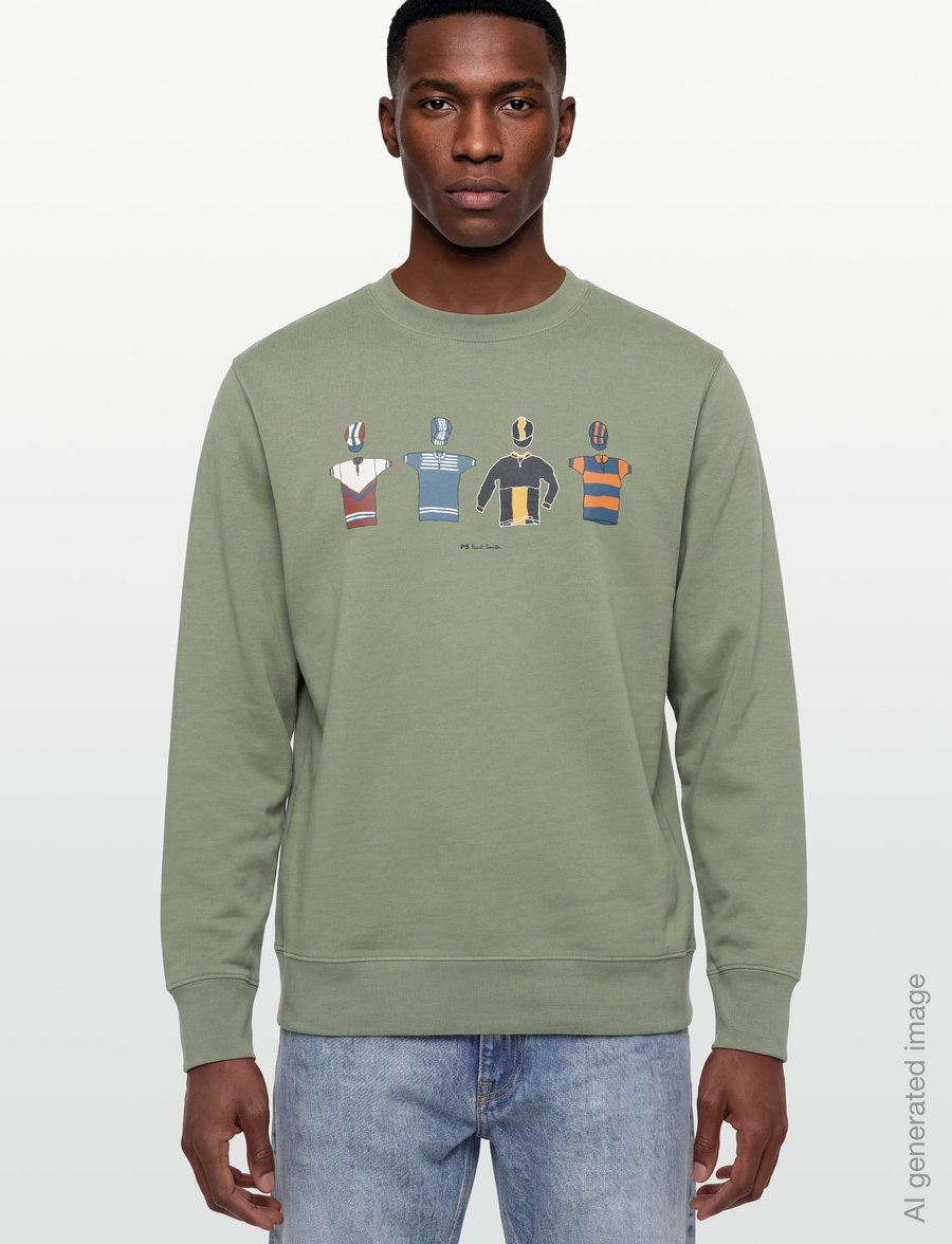 PS Paul Smith - MENS REG FIT SWEATSHIRT CYCLE JERSEYS - tøj - 34_lt greyish green - 3