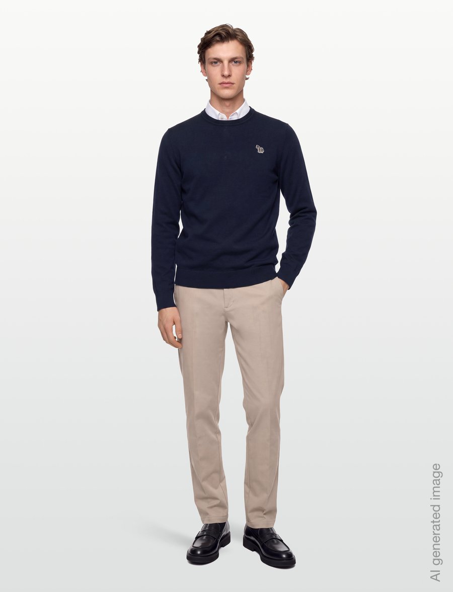 PS Paul Smith - MENS SWEATER CREW NECK ZEB BAD - rundhals - 49_very dark navy - 0