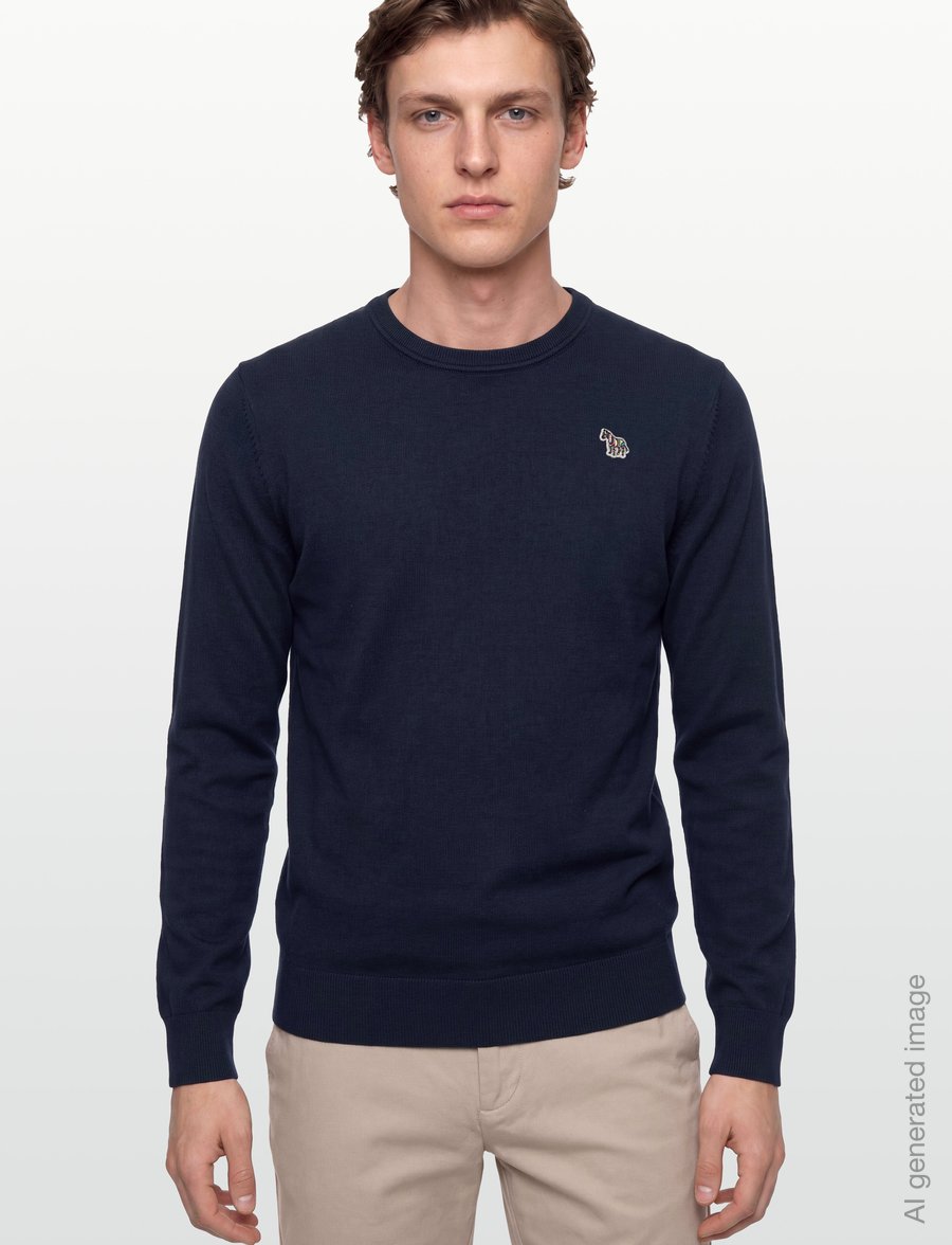 PS Paul Smith - MENS SWEATER CREW NECK ZEB BAD - rundhals - 49_very dark navy - 3