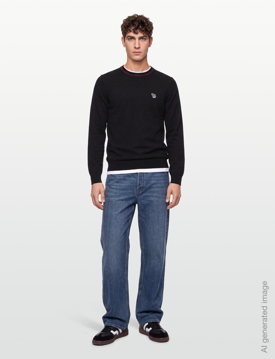 PS Paul Smith - MENS SWEATER CREW NECK ZEB BAD - rundhals - 79_black - 0