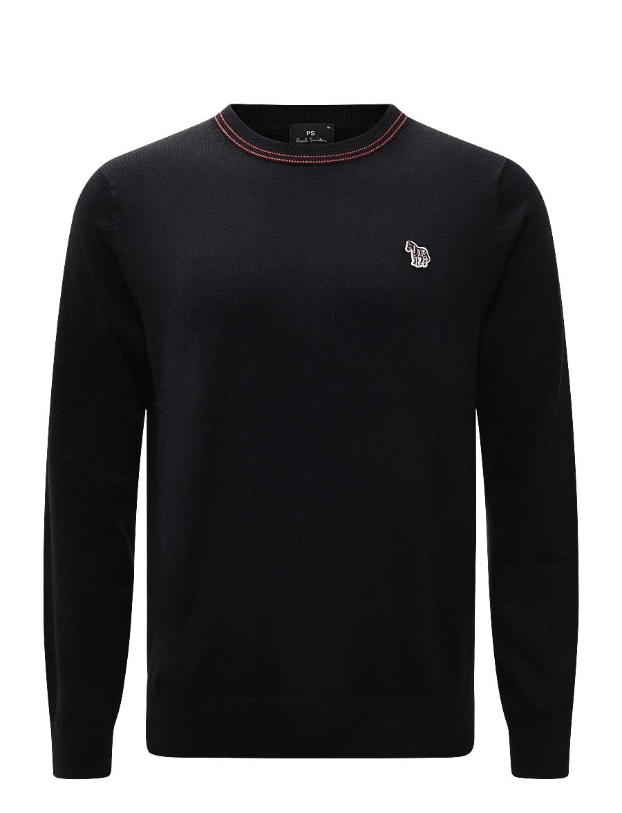 PS Paul Smith - MENS SWEATER CREW NECK ZEB BAD - Ümara kaelusega - black - 1