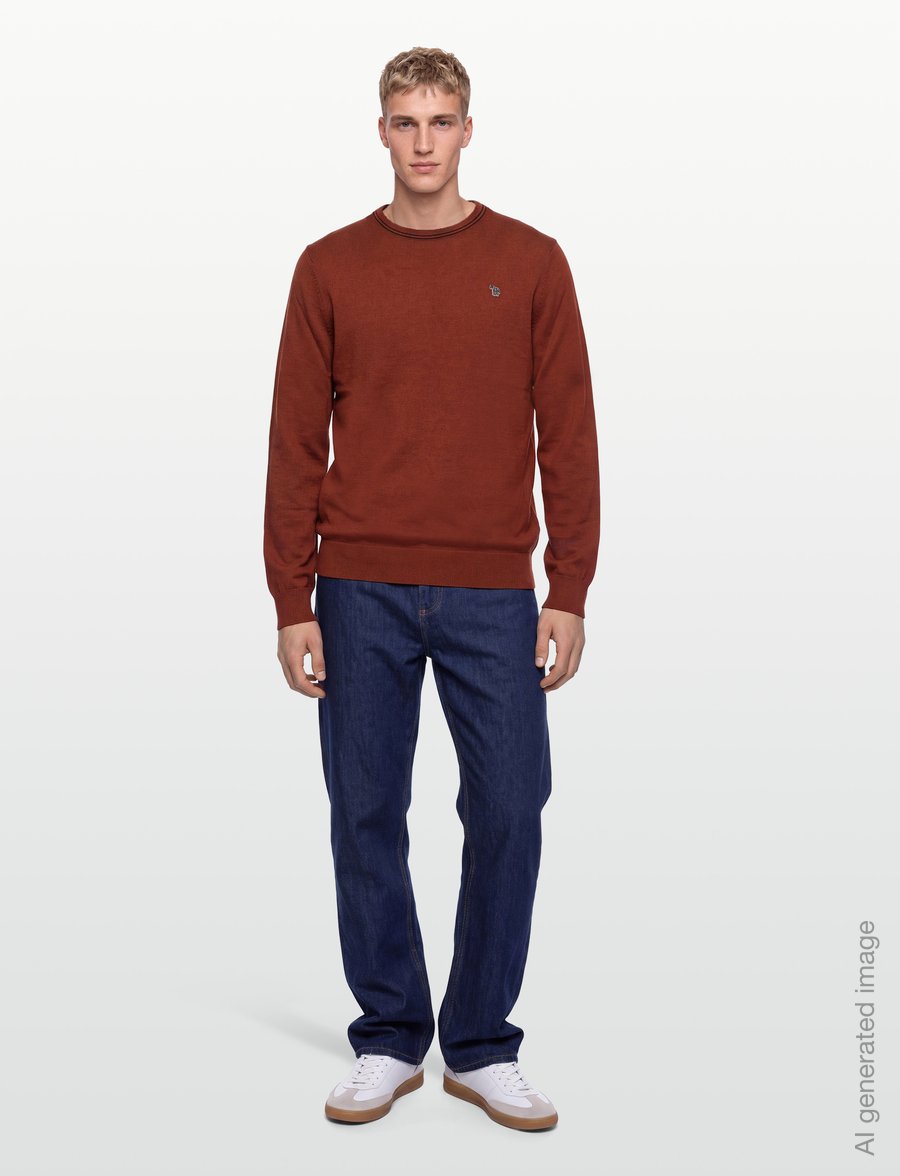 PS Paul Smith - MENS SWEATER CREW NECK ZEB BAD - Ümara kaelusega - brick red - 0