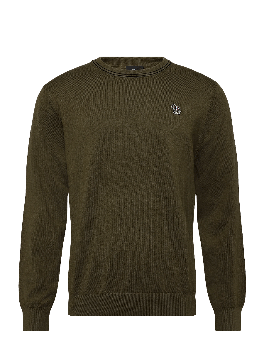 PS Paul Smith - MENS SWEATER CREW NECK ZEB BAD - Ümara kaelusega - military green - 0
