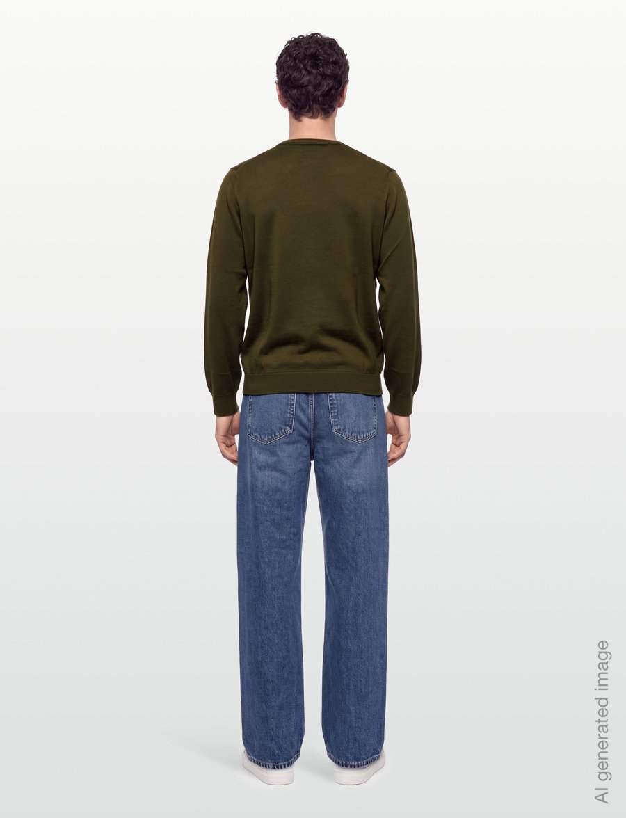 PS Paul Smith - MENS SWEATER CREW NECK ZEB BAD - round necks - military green - 4