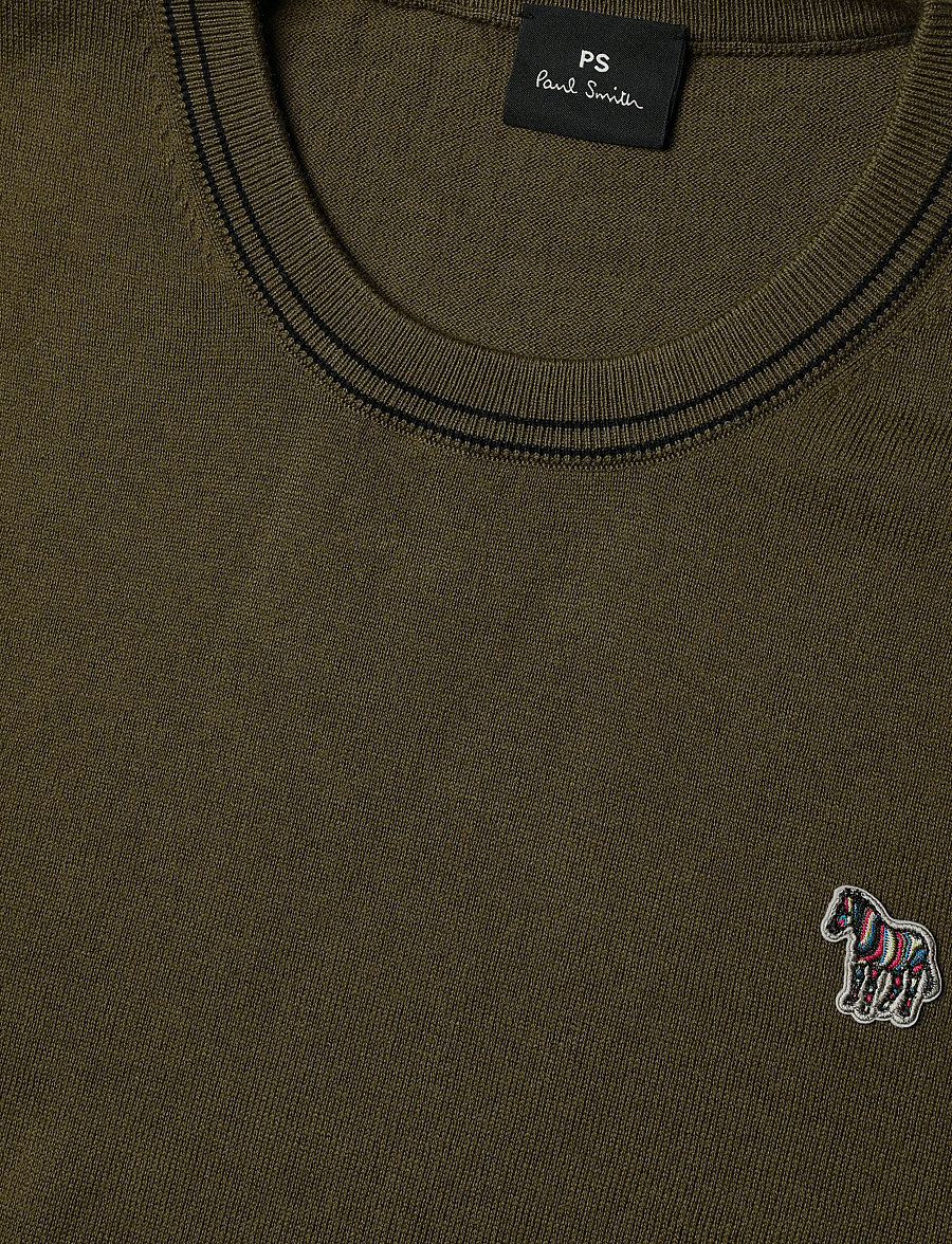 PS Paul Smith - MENS SWEATER CREW NECK ZEB BAD - Ümara kaelusega - military green - 2
