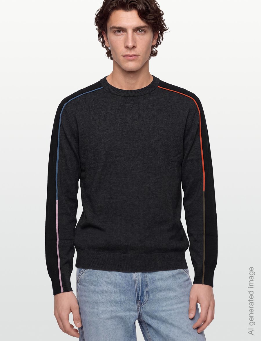PS Paul Smith - MENS SWEATER CREW NECK - rundhalsad - 78_black melange - 3