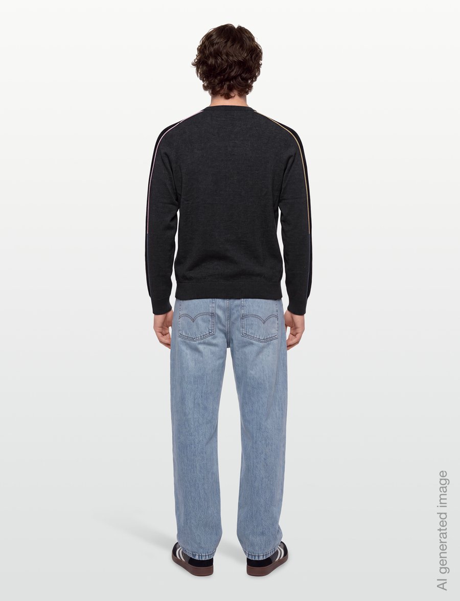 PS Paul Smith - MENS SWEATER CREW NECK - rundhalsad - 78_black melange - 4