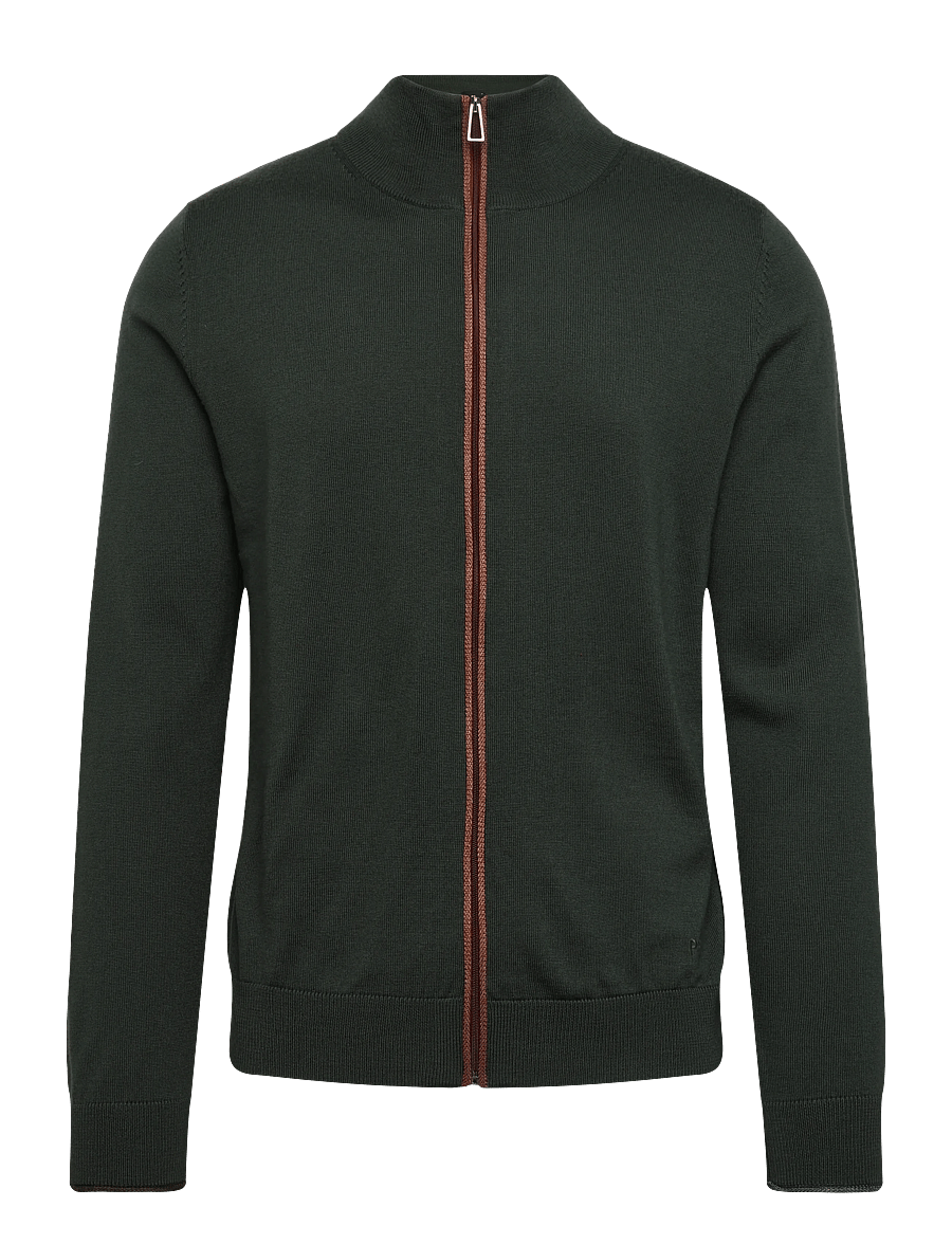 PS Paul Smith - MENS CARDIGAN ZIP THRU - full zip jumpers - 38_bottle green - 0