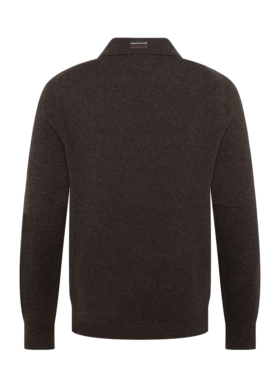 PS Paul Smith - MENS SWEATER LS POLO - langärmelige strick-polohemden - dark brown - 1