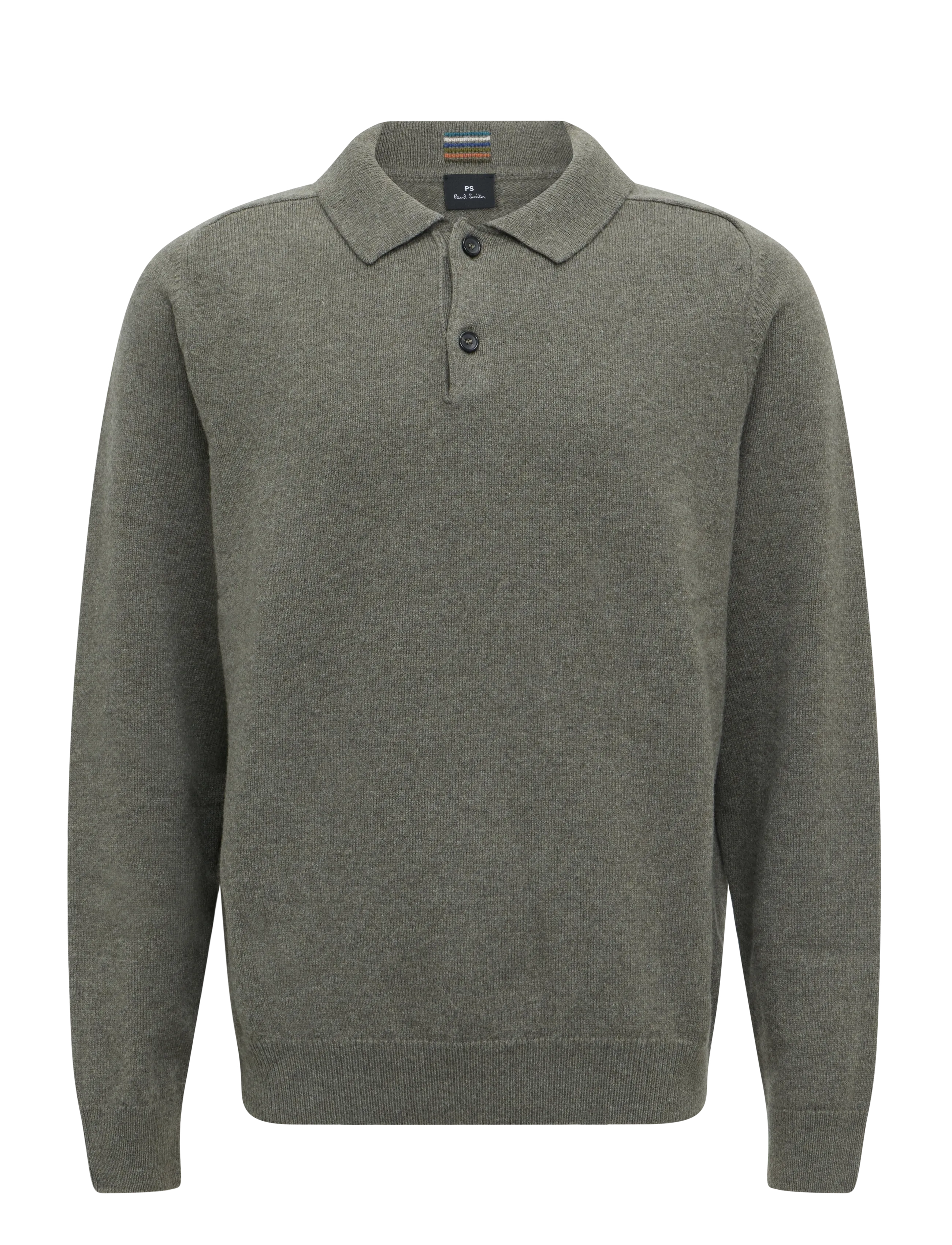 PS Paul Smith MENS SWEATER LS POLO - PS Paul Smith - LT GREYISH GREEN / green