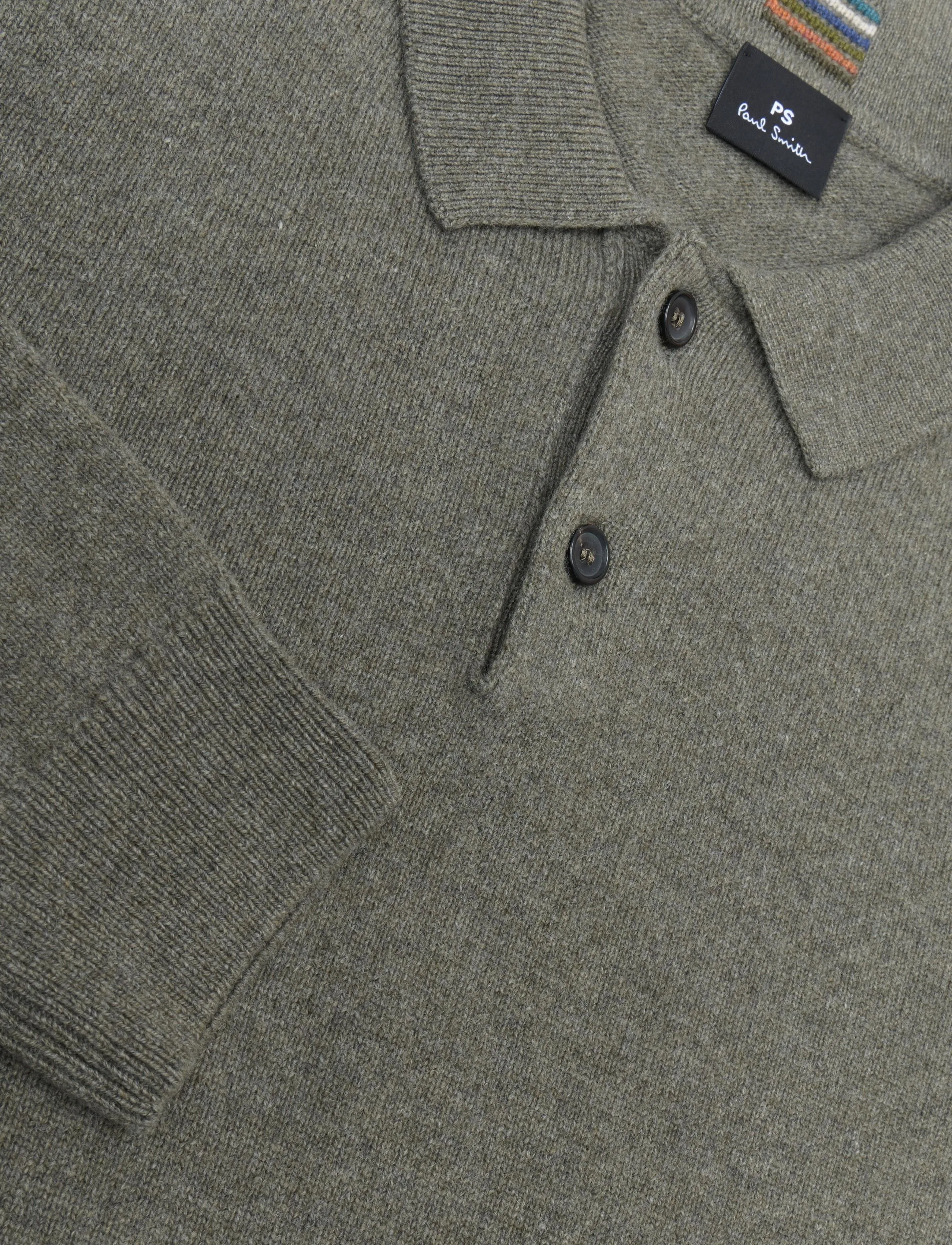 PS Paul Smith - MENS SWEATER LS POLO - langärmelige strick-polohemden - lt greyish green - 2