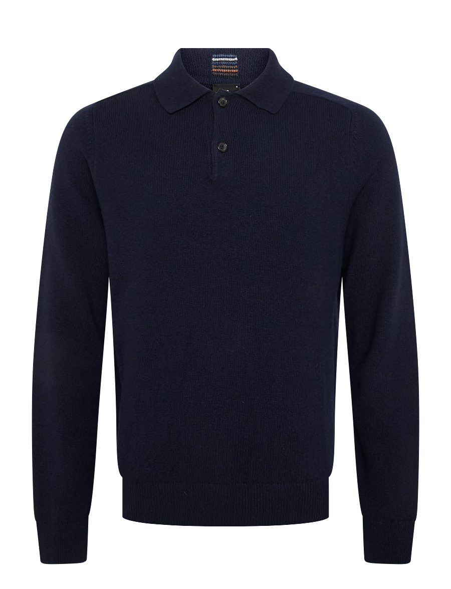 PS Paul Smith - MENS SWEATER LS POLO - langärmelige strick-polohemden - very dark navy - 0