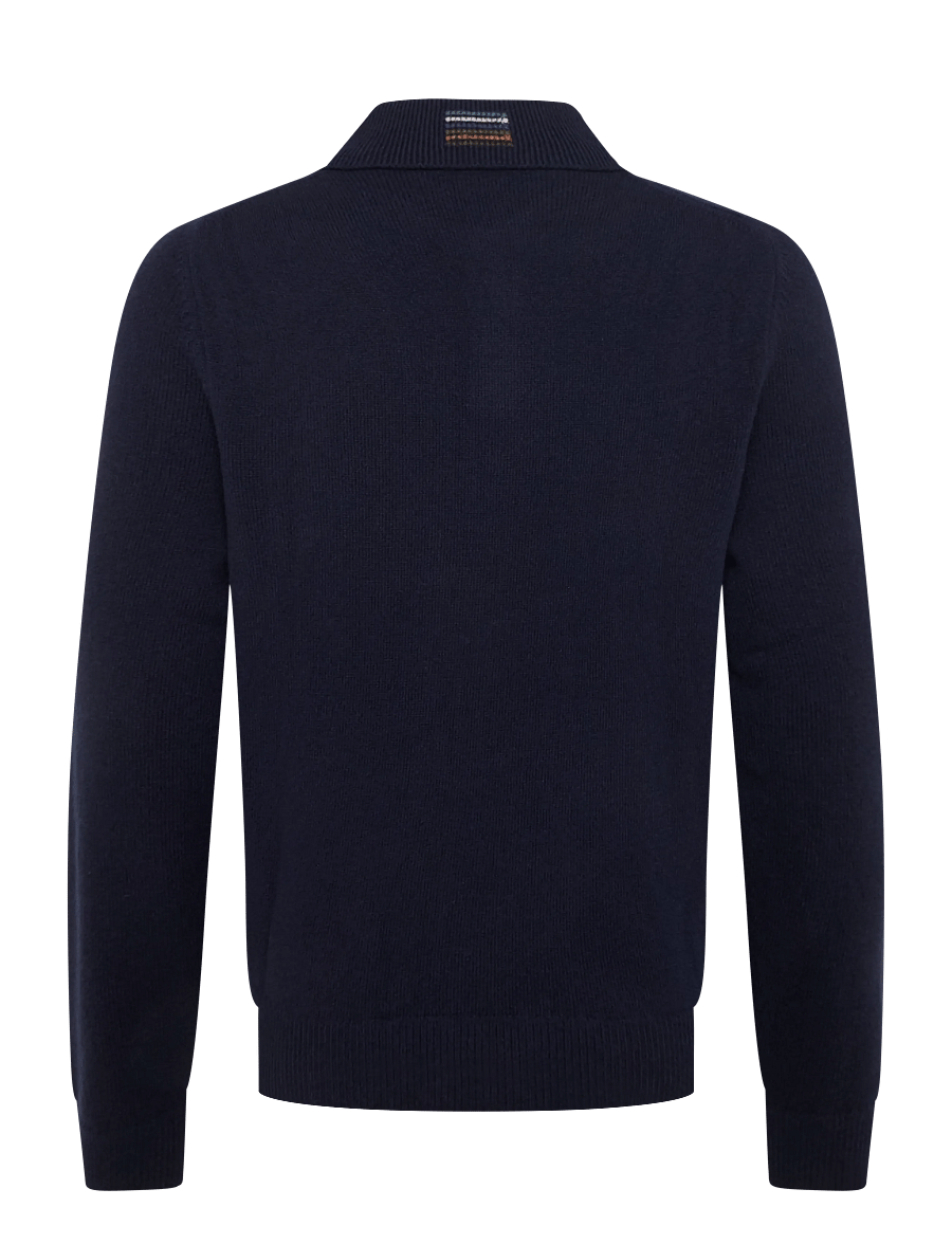 PS Paul Smith - MENS SWEATER LS POLO - langärmelige strick-polohemden - very dark navy - 1